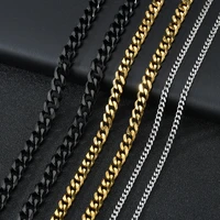 3/5/7mm Stainless Steel Cuban Link Chain Classic Punk Personality Jewelry Simple Fashion Hip-hop Couple Necklace for Men Women 2