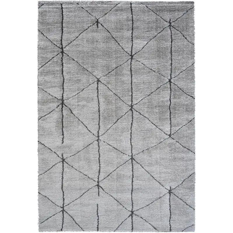 

Коврик из переработанного полиэстера в сером цвете Rimini, грибах и древесном углем — экологически чистый домашний декор