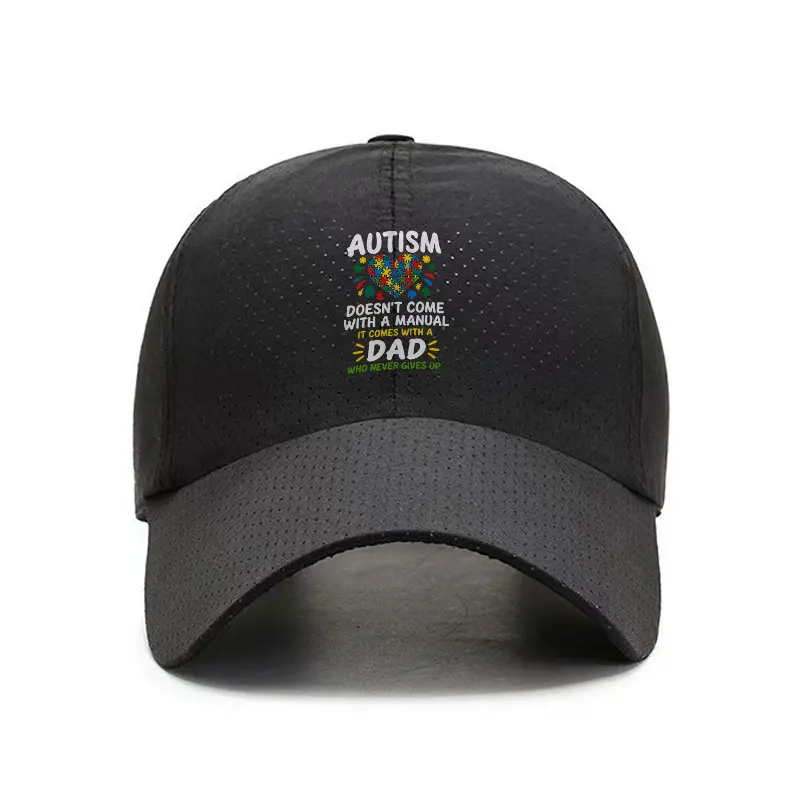 Autism Dad Puzzle Quick Dry Baseball Cap Adjustable Breathable Outdoor Sun Hat for Men