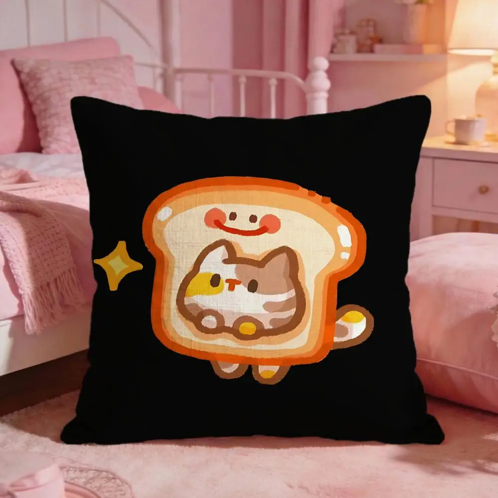 FoodCuteKitten Cushion Cover Premium Comfort Reversible Pillow Cove -Two in One Design for Any Room & Car Interior