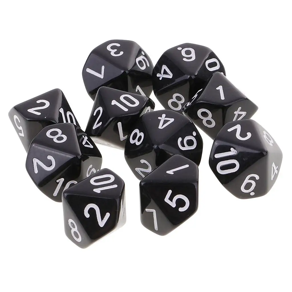 MagiDeal 10pcs 10 Sided Dice D10 Polyhedral Dice for Games White