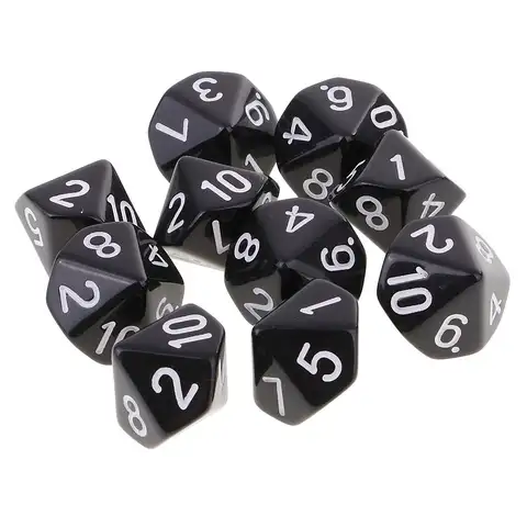 MagiDeal 10개 게임용 10면 주사위 D10 다면체 주사위 화이트