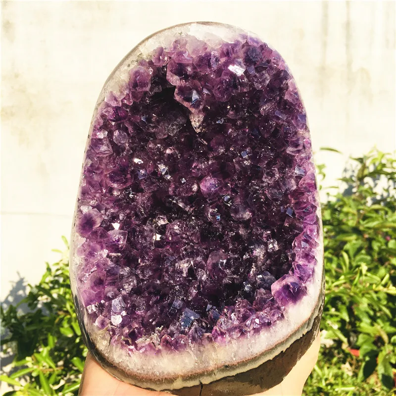 

Natural Amethyst Geode Crystal Quartz Cluster Dream Specimen Energy Healing Thunder Egg