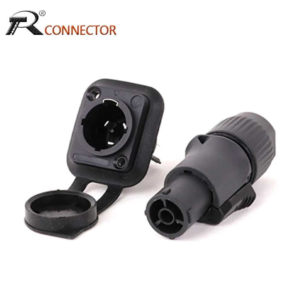 10pcs/5pairs Black Waterproof Locking Powercon Connector NAC3FX-W + PowerCon Chassis Connectors NAC3MPX or NAC3MX-W + NAC3FPX