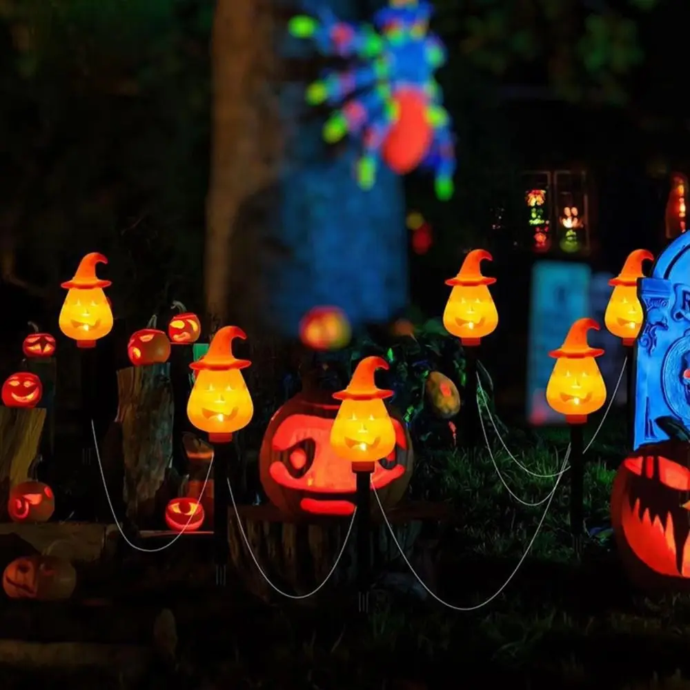 

Orange Color Solar Pumpkin Lights Ground Insert Pathway Lights Halloween Stake Lights Solar Powered Easy Installation