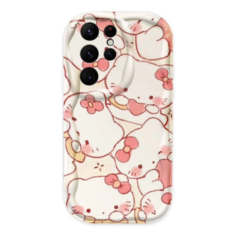 Funda de teléfono con melodía de Hello Kitty de dibujos animados para Samsung Galaxy S25 S24 Ultra S23 S22 S21 S20 Plus FE A56 A36 A26 A17 A07