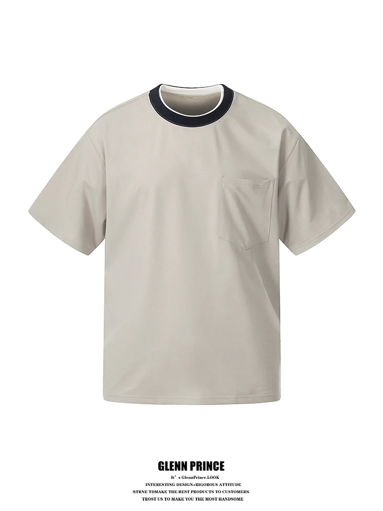 

Cooling Sensation Double Layer Collar Short Sleeve T-Shirt Men's Summer Sporty Two Piece Upper Fashion Korean Style GPstudio