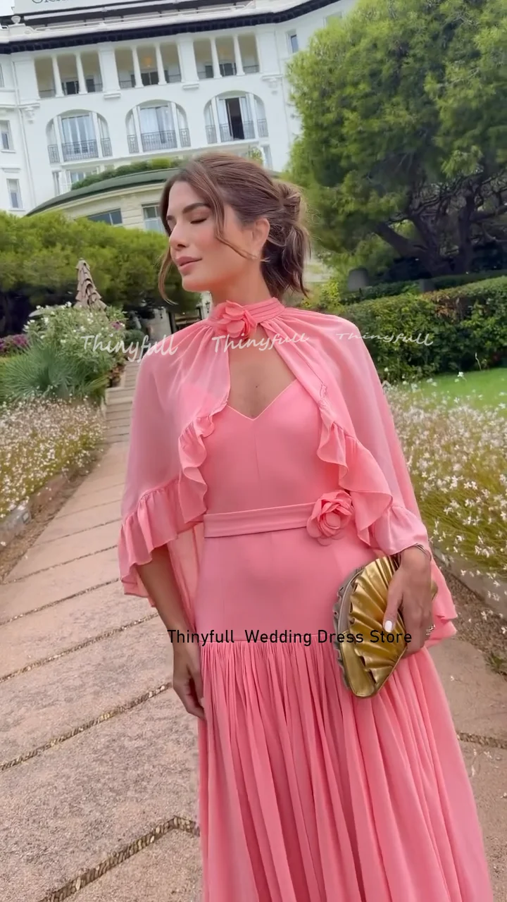 Thinyfull Chiffon A-line Prom Dresses Sleeveless 2026 Evening Dress with Jacket Long Party Gown Robe De Soirée Customized