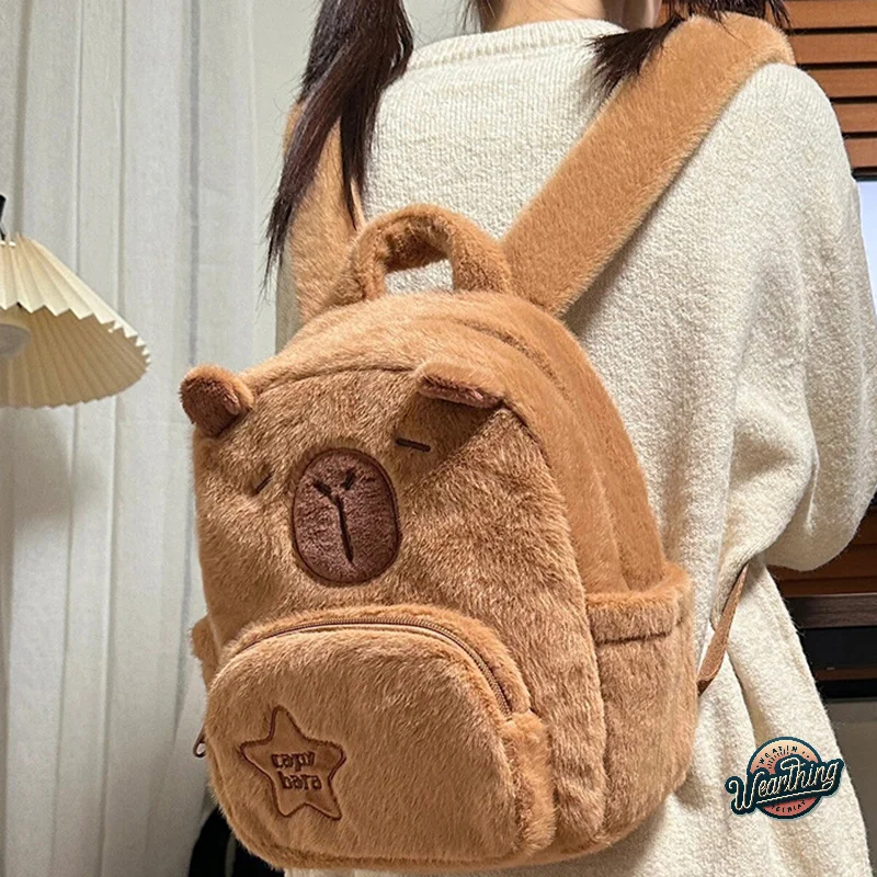 

School Bag Capybara Bag Shoulder Bag Capibala Plush Backpack Cute Bag For Women Girls Large Capacity Animal Casual Backpack