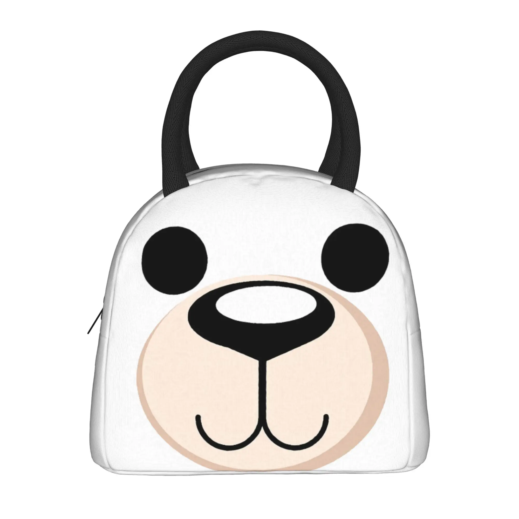 Cartoon Animals Thermal Lunch Bag Cute Animal Face Print Retro Lunch Box For Girls Office Zipper Cooler Bag Tote Food Bags