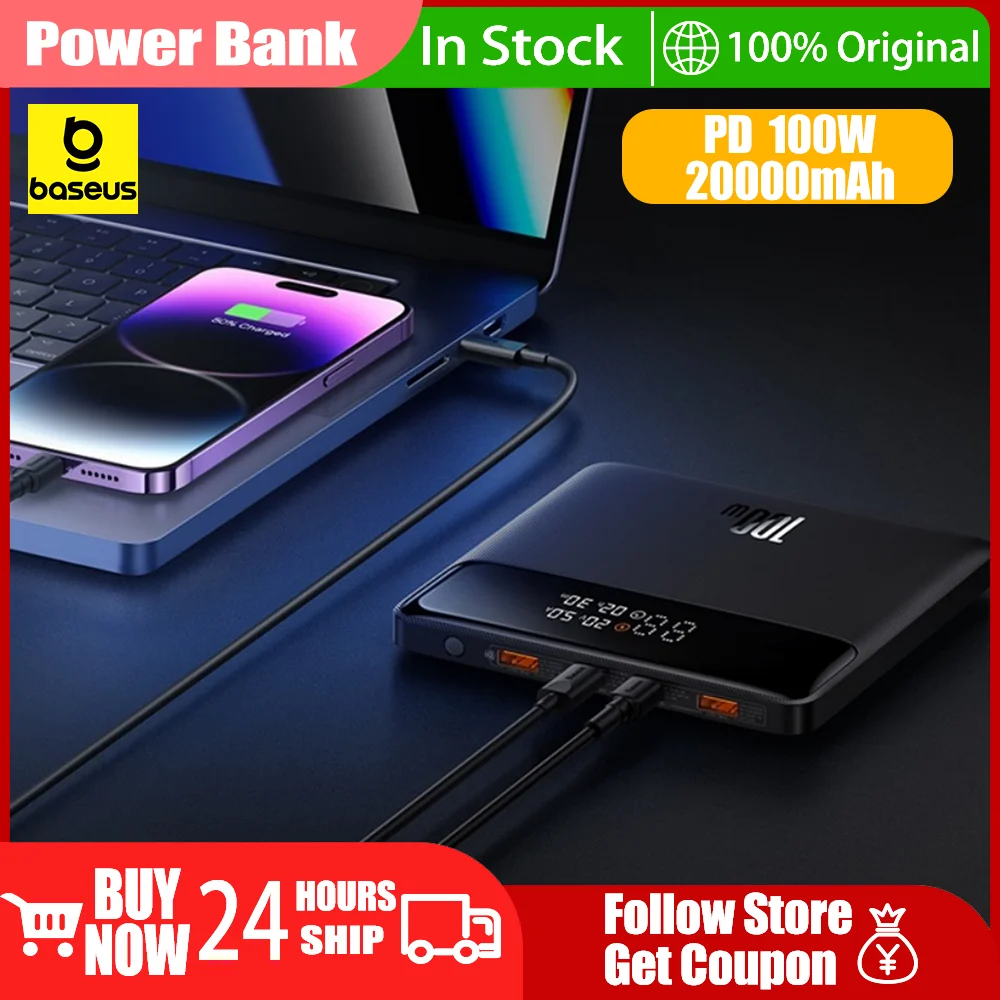 

Baseus 20000mAh 100W Power Bank PD Fast Charging PowerBank for iPhone 16 15 14 13 for Laptop External Battery for Macbook iPad