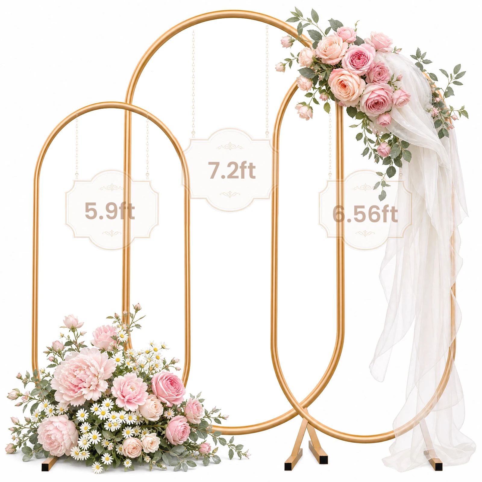 Supporto per Arco di Palloncini in Metallo di Varie Dimensioni, Struttura per Sfondo da Giardino per Matrimoni, Supporto Riutilizzabile per Sfondo Fotografico per Decorazioni di Compleanni, Baby