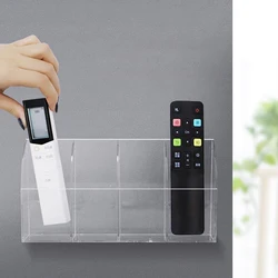 Acrylic TV Air Conditioner Remote Control Holder 1/4 Case Wall Mount Storage Box for Home