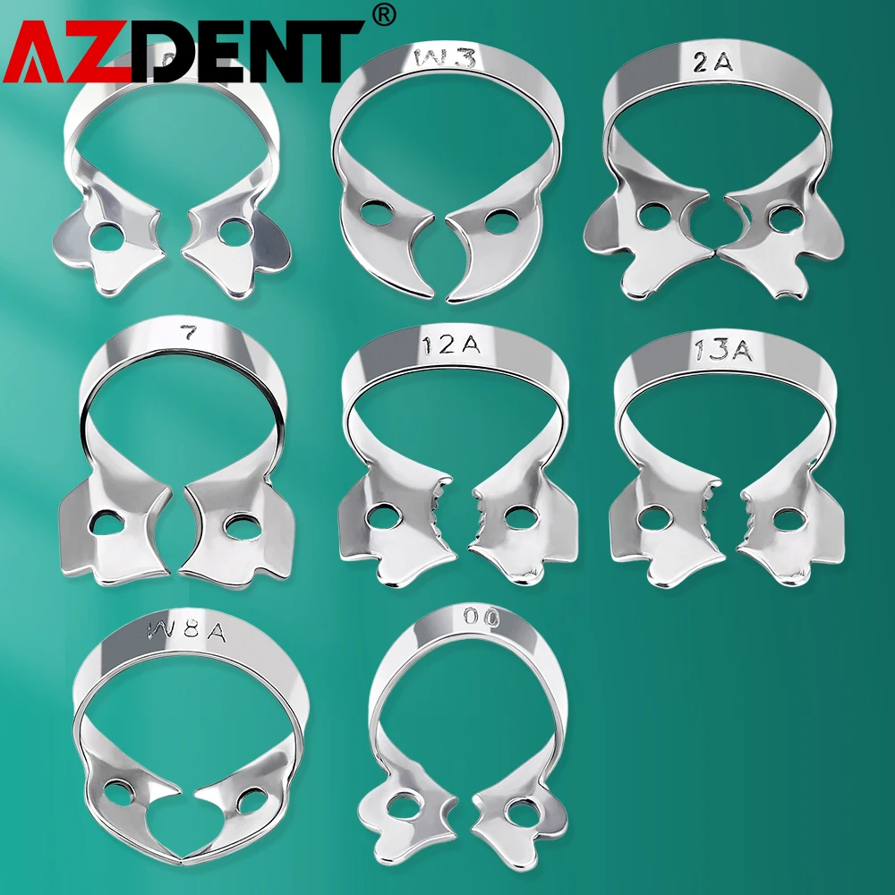 1Pcs Azdent Dental Rubber Dam Clamps Stainless Steel Endodontic Restorative Barrier Clips Dentistry Molar Teeth Ortho Materials