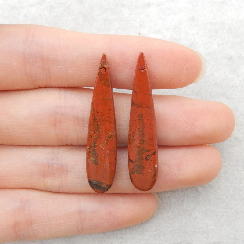

2PCS Red River Jasper Teardrop Pendants Orange-Red Veined Rustic Gemstone Jewelry Components for DIY Bracelets And Necklaces