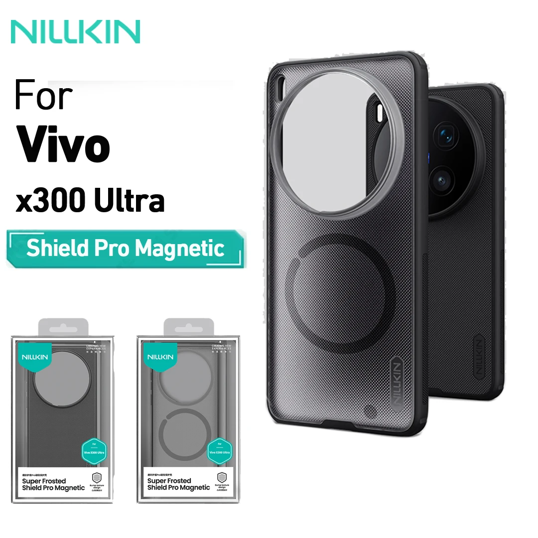 Capa Magnética Nillkin Super Frosted Shield Pro para vivo X300 Ultra, Antiderrapante, À Prova de Choque, Proteção de Câmera e Tela