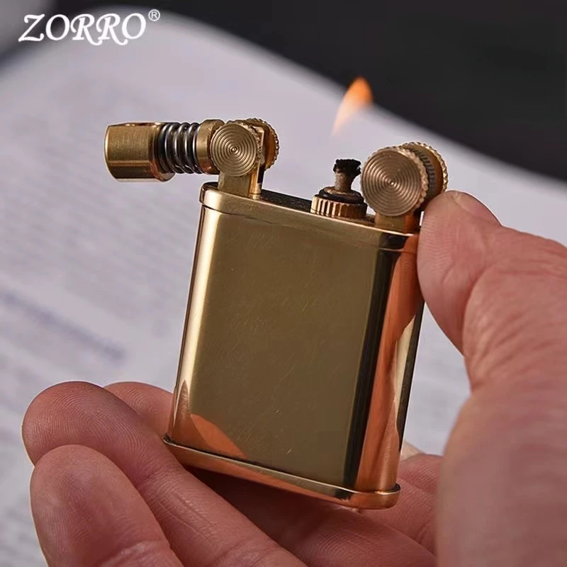 Zorro\'s New Retro Pure Copper Kerosene Lighter Old-fashioned Windproof Lighter High-value Men\'s Lighter