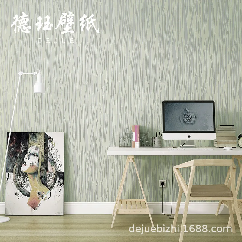 Modern Minimalist Non Woven Solid Color Stripe Wallpaper for Bedroom Living Room Nordic Style Peel and Stick Free