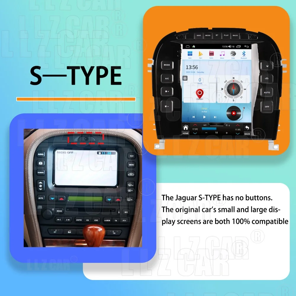 9.7" Android 13 Radio Machine For Jaguar C-TYPE C TYPE S-TYPE S TYPE 2004-2009 CarPlay WIFI Vertical GPS Multimedia Stereo GPS view 3
