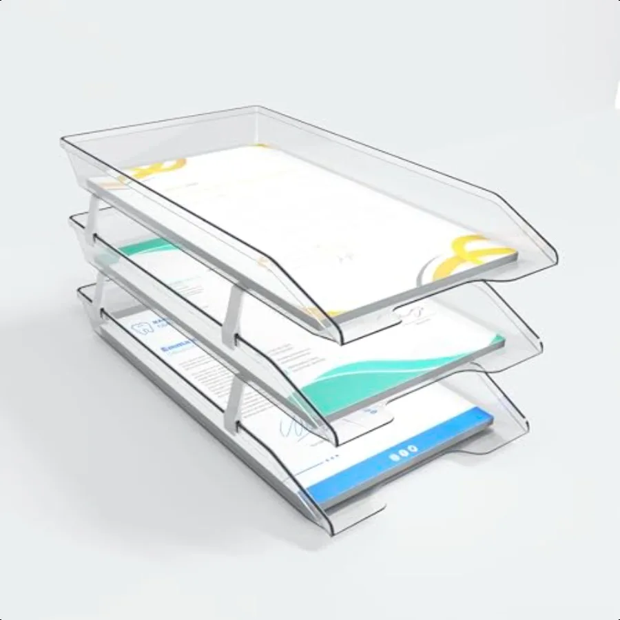 Acrimet 3 طبقات من علبة الحروف القانونية للحمل الأمامي بالحجم القانوني (بلاستيك) (لون كريستال شفاف) صنع في الولايات المتحدة الأمريكية