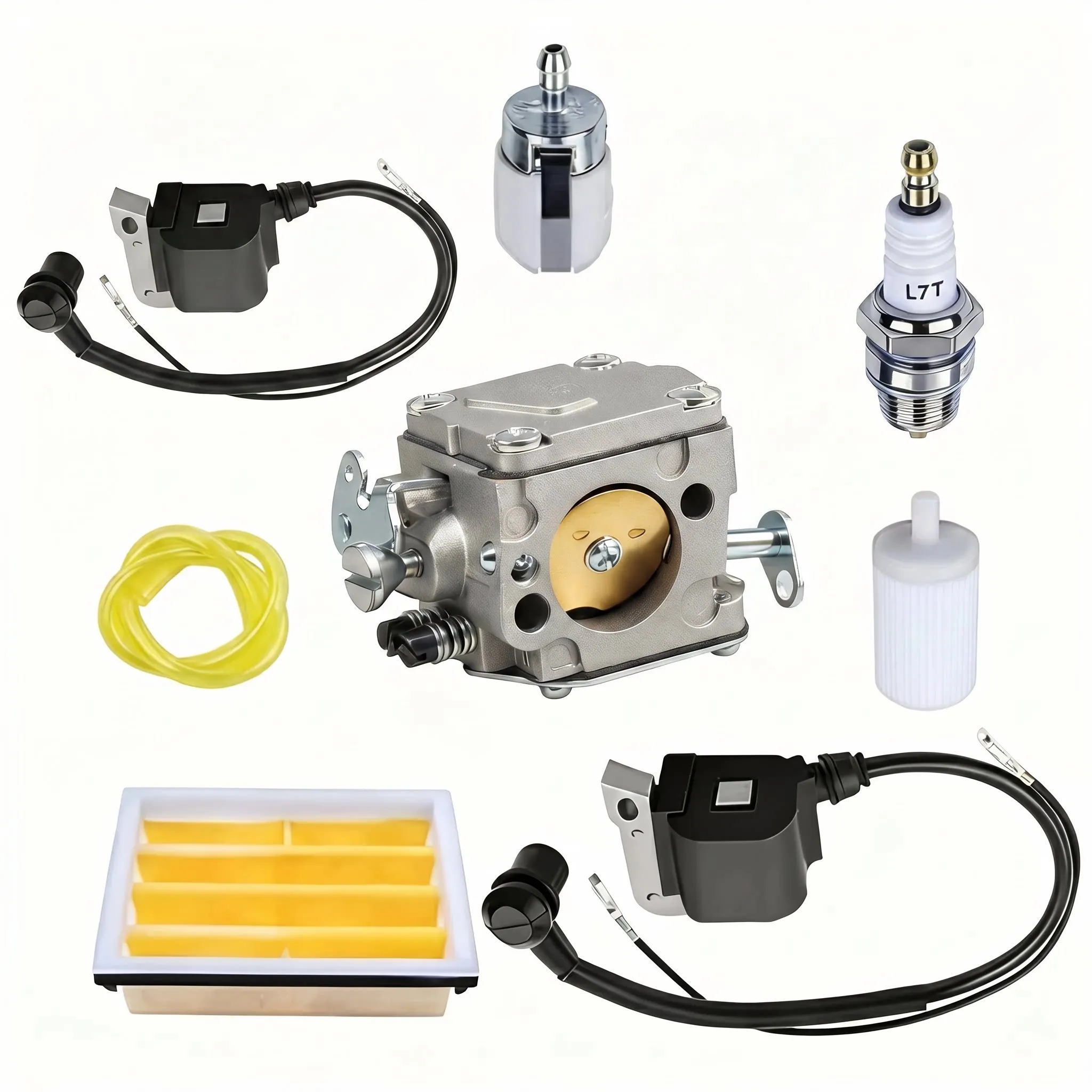 Carburetor Tune Up Parts Set 7 Components for 266 268 272 272XP 61 Chainsaws Including Air Filter and Fuel Filter