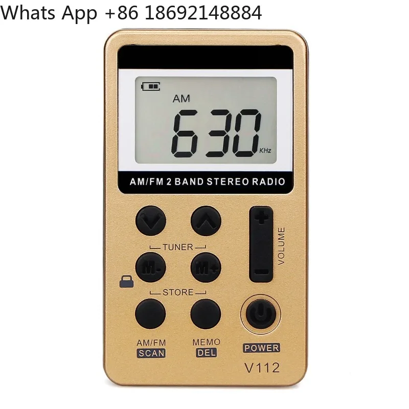 For V-112 Portable Radio Mini Gold FM/AM F9202 TYPE-C Charging