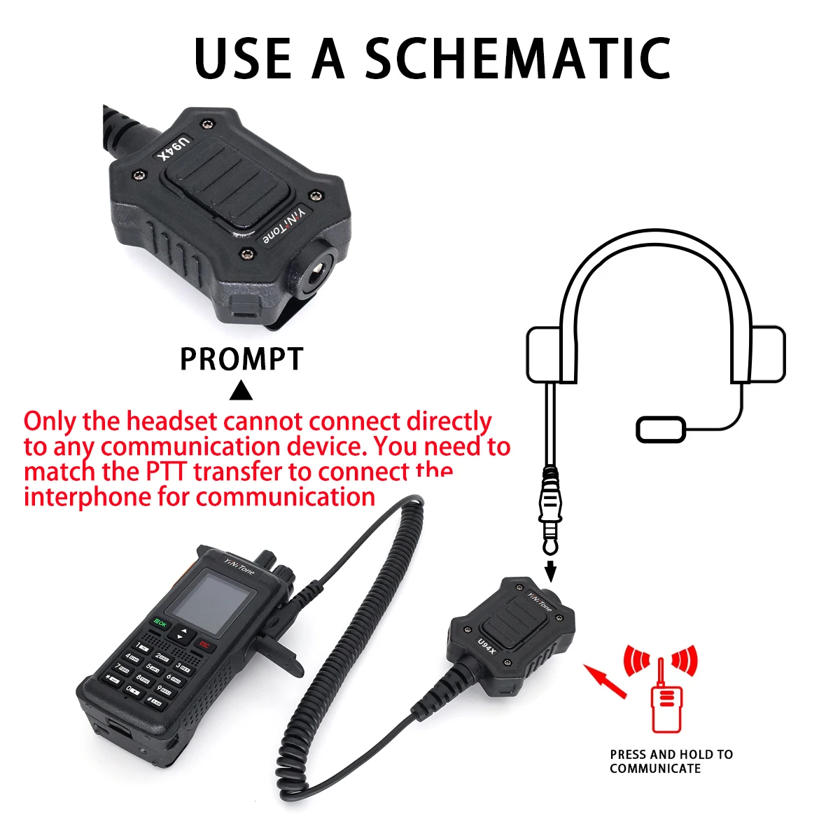 YiNiTone U94X PTT مع النخبة II سماعة راديو الناتو نمط ل Baofeng UV-5R DM-32 UV-32 Quansheng UV-K6 UV-5RPLUS اسلكية تخاطب