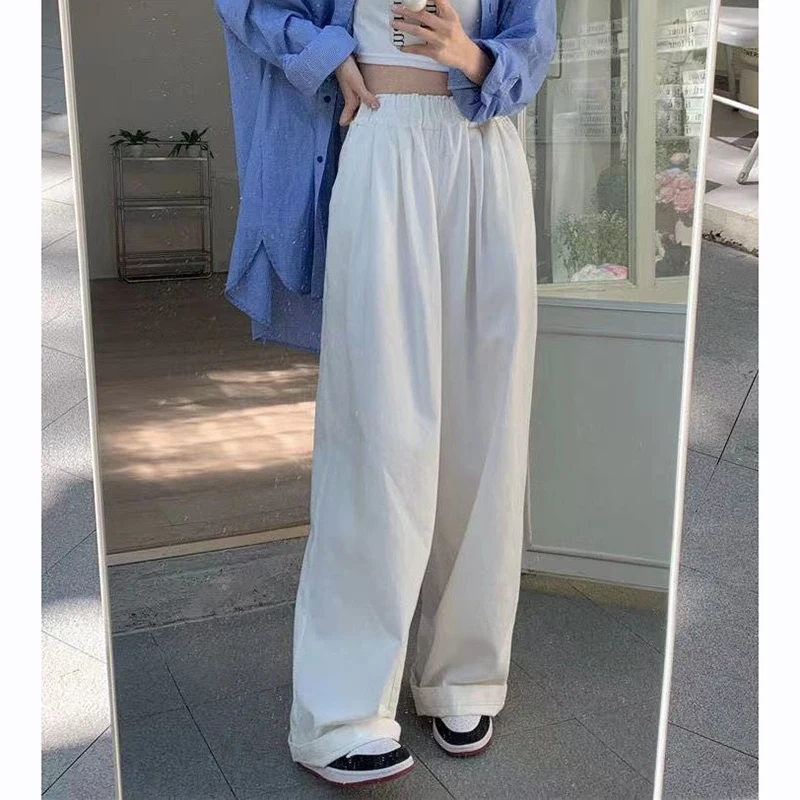 Gidyq Women High Waist Wide Leg Pants Japan Style Casual Streetwear Loose Straight Pants Harajuku Female All Match Trousers