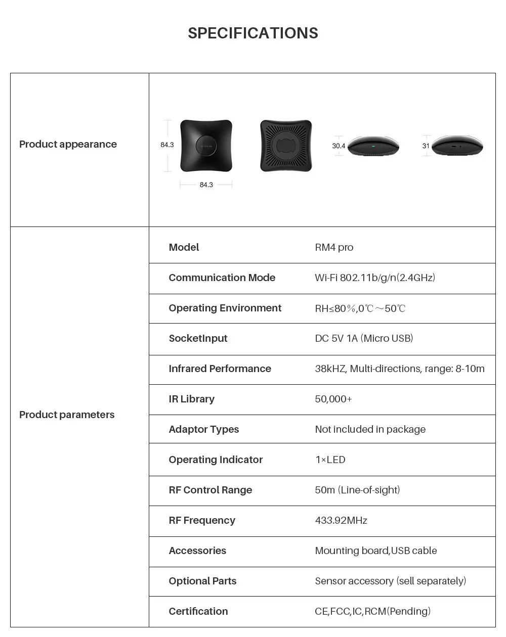 Original Broadlink RM4 Pro WIFI Universelle Smart-Fernbedienung IR RF RM4Pro ADD HTS2 Smart Home Kompatibel mit Alexa Google Home – Detail 12