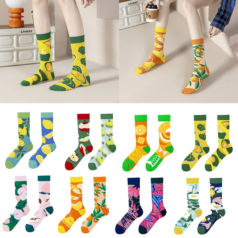 

AB Socks New Couple Socks Combed Cotton Hand Stitching Creative Cartoon Long Tube Cotton Socks