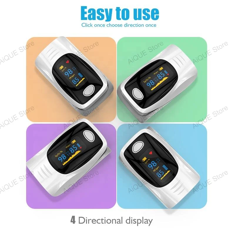 AiQUE Charging Oximetry SpO2 PR TFT Fingertip Oximeter Heart Rate Monitor Finger Clip Blood Oxygen Saturation Pulse Pulsometer