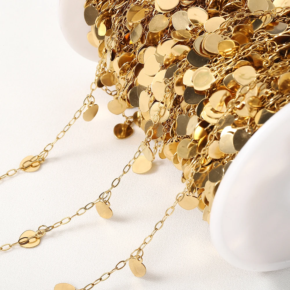 

1M Stainless Steel 8mm Peach Heart Shaped Charms Pendants Chains For DIY Necklace Bracelet Jewelry Making Accessories Materials