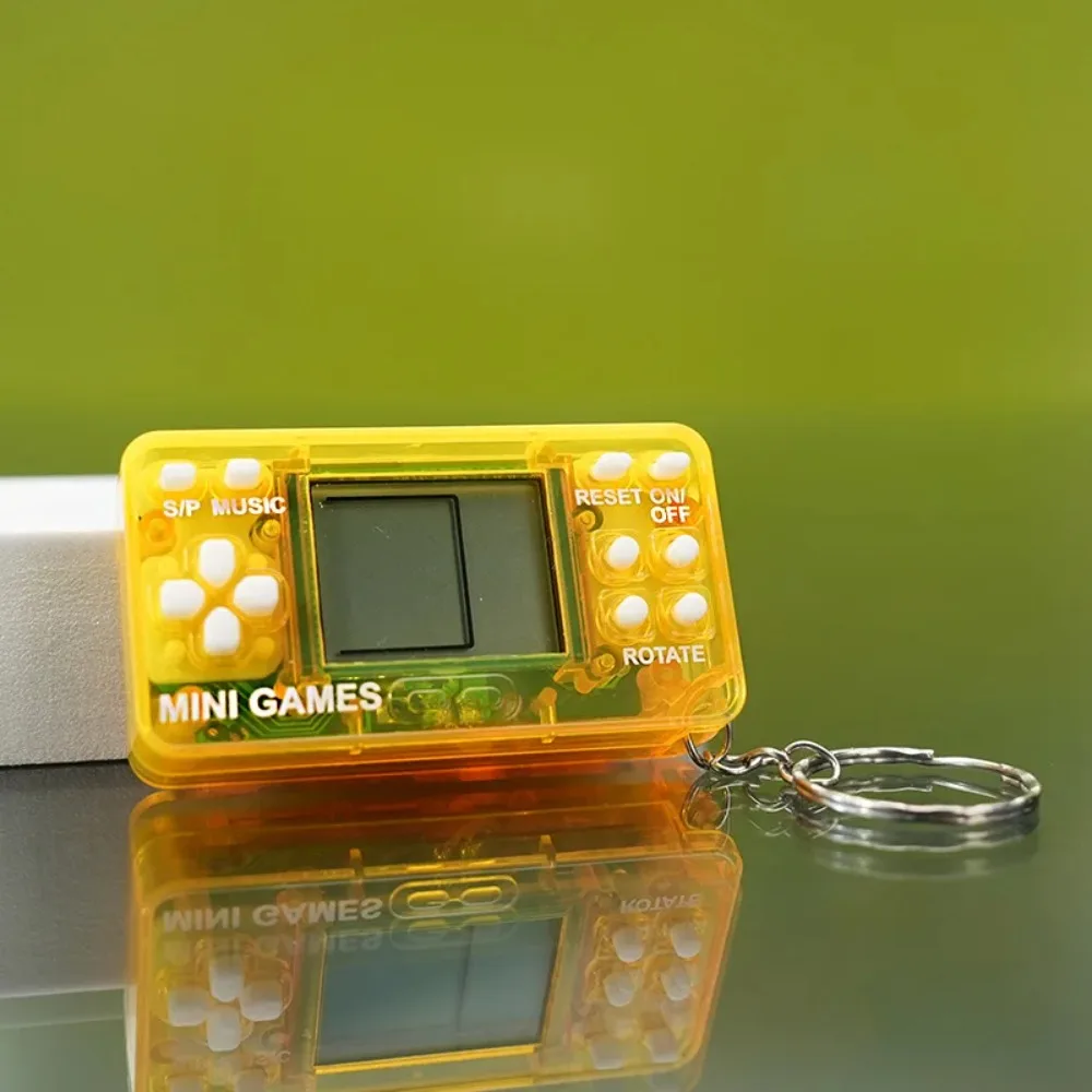 Retro Playable Handheld Game Console Keychain, Nostalgic Portable Puzzle Game Keyring, Cool Bag Pendant Gift