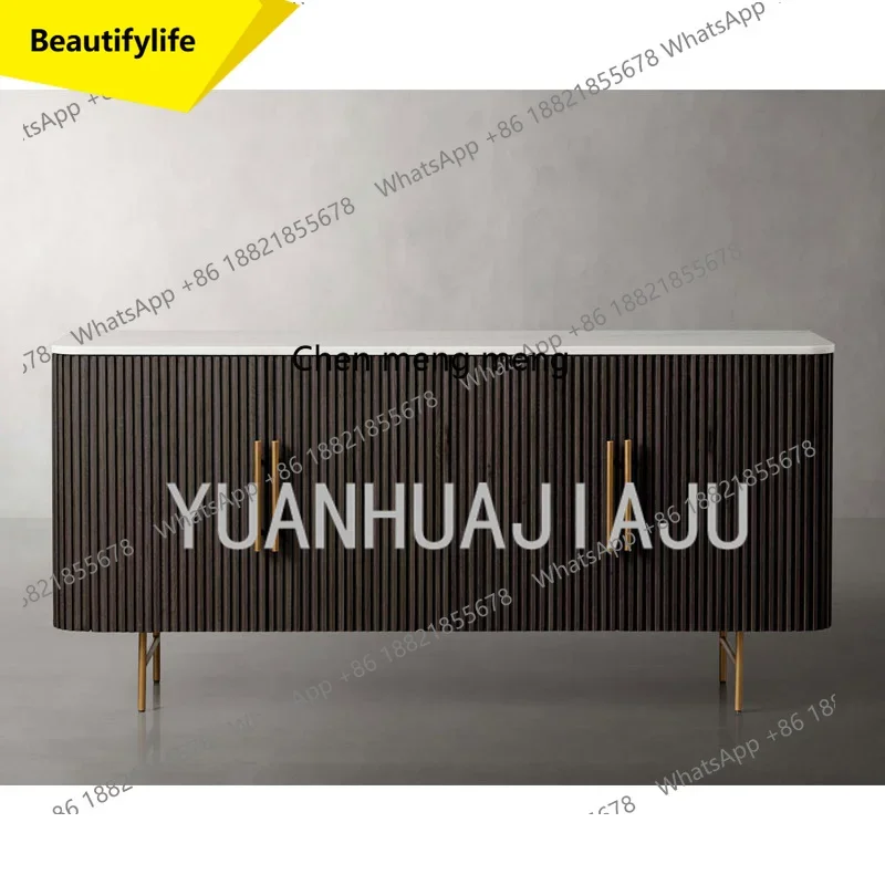 

Q181 French Retro Solid Wood Sideboard Antique Style Living Room Marble Entryway Storage Cabinet Decorative Cabinet