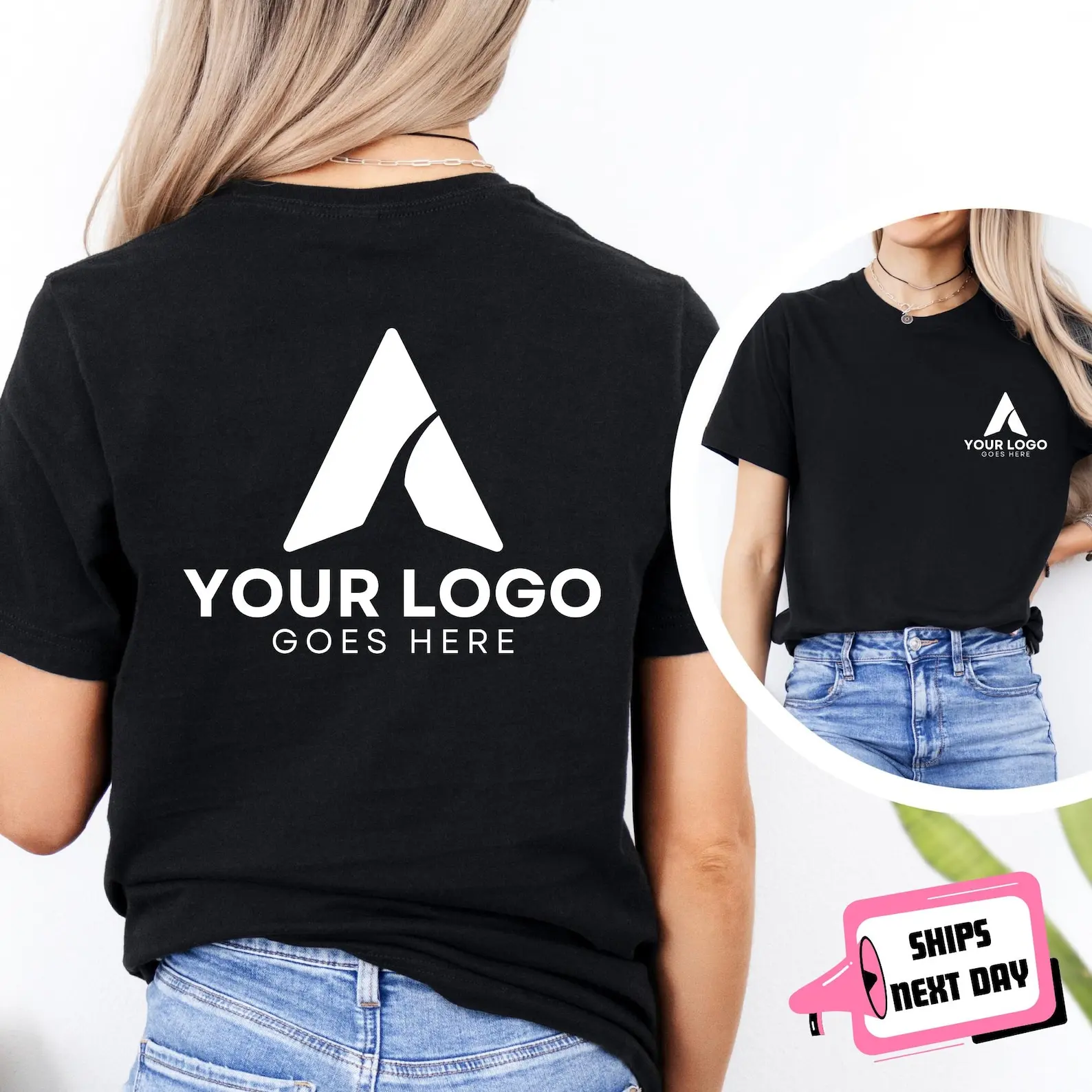 

Custom Logo Shirt Unisex Personalized Logo Text Design Business Corporate Company Team Brand Logo for Employee Entrepreneur