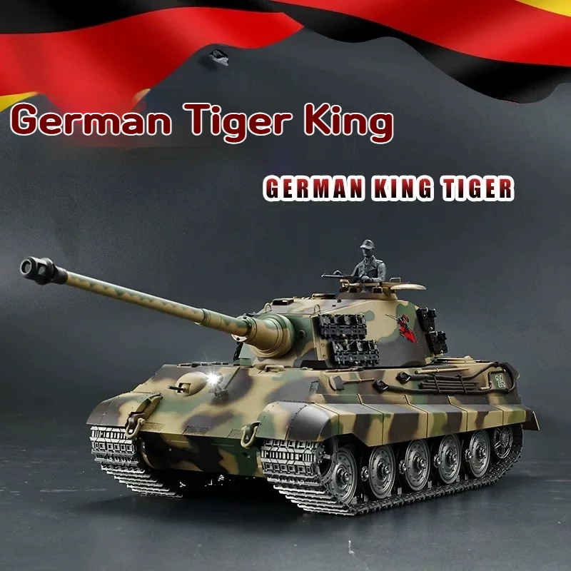 Henglong Remote Control Tank Model 3888A German King Tiger 2 4 G Multi Functional Heavy Tank Shooting Bullet For Collection