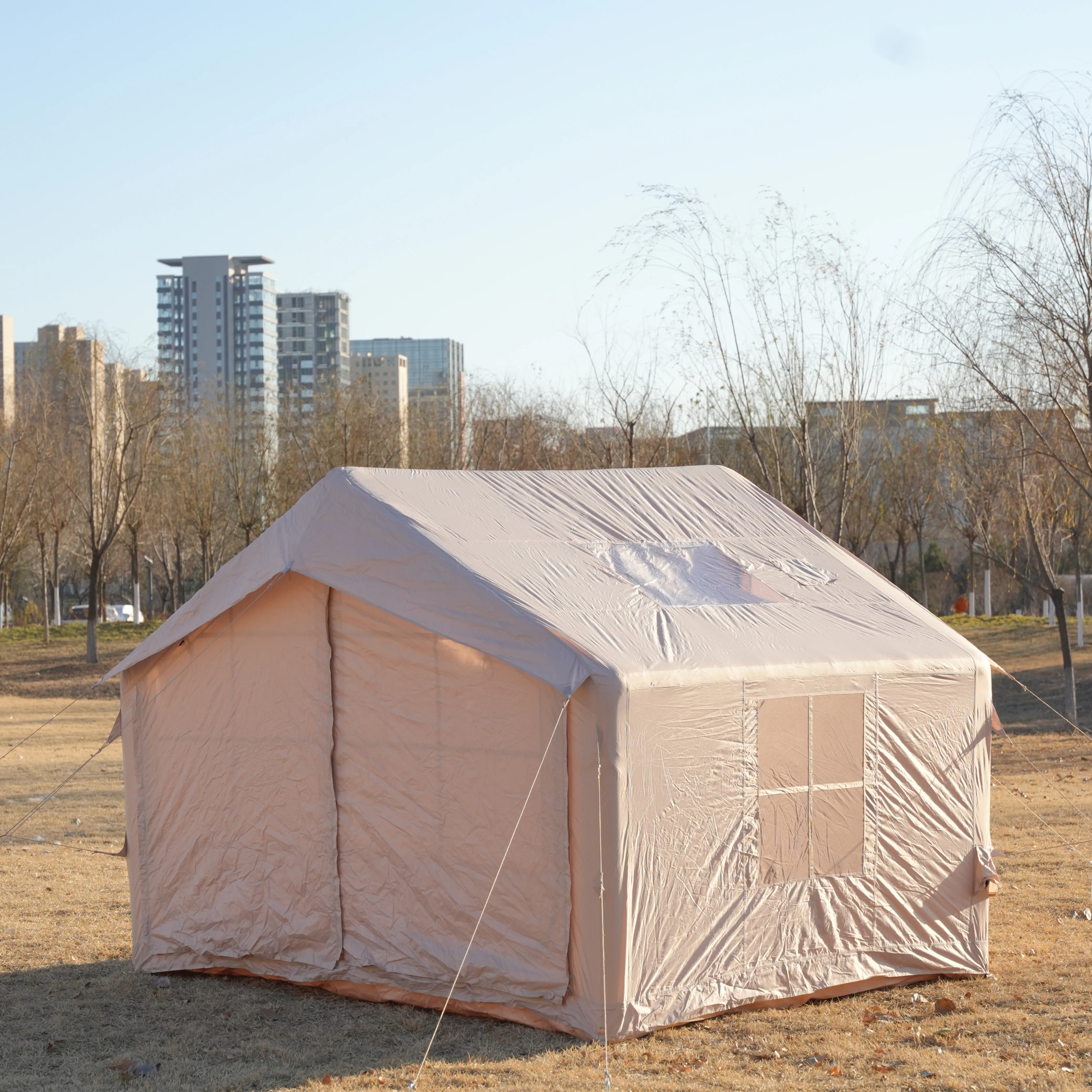 

Outdoor Camping Inflatable Tent with Rain-Proof & Warm Thick Oxford Cloth Construction Complete Overnight Equipment