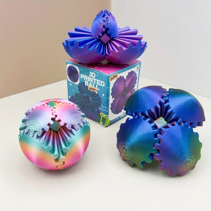 Cubo de bola con engranaje impreso en 3D aleatorio, juguetes antiestrés para niños, juguetes para aliviar el estrés, decoración de mesa, juguetes relajantes antiestrés para adultos