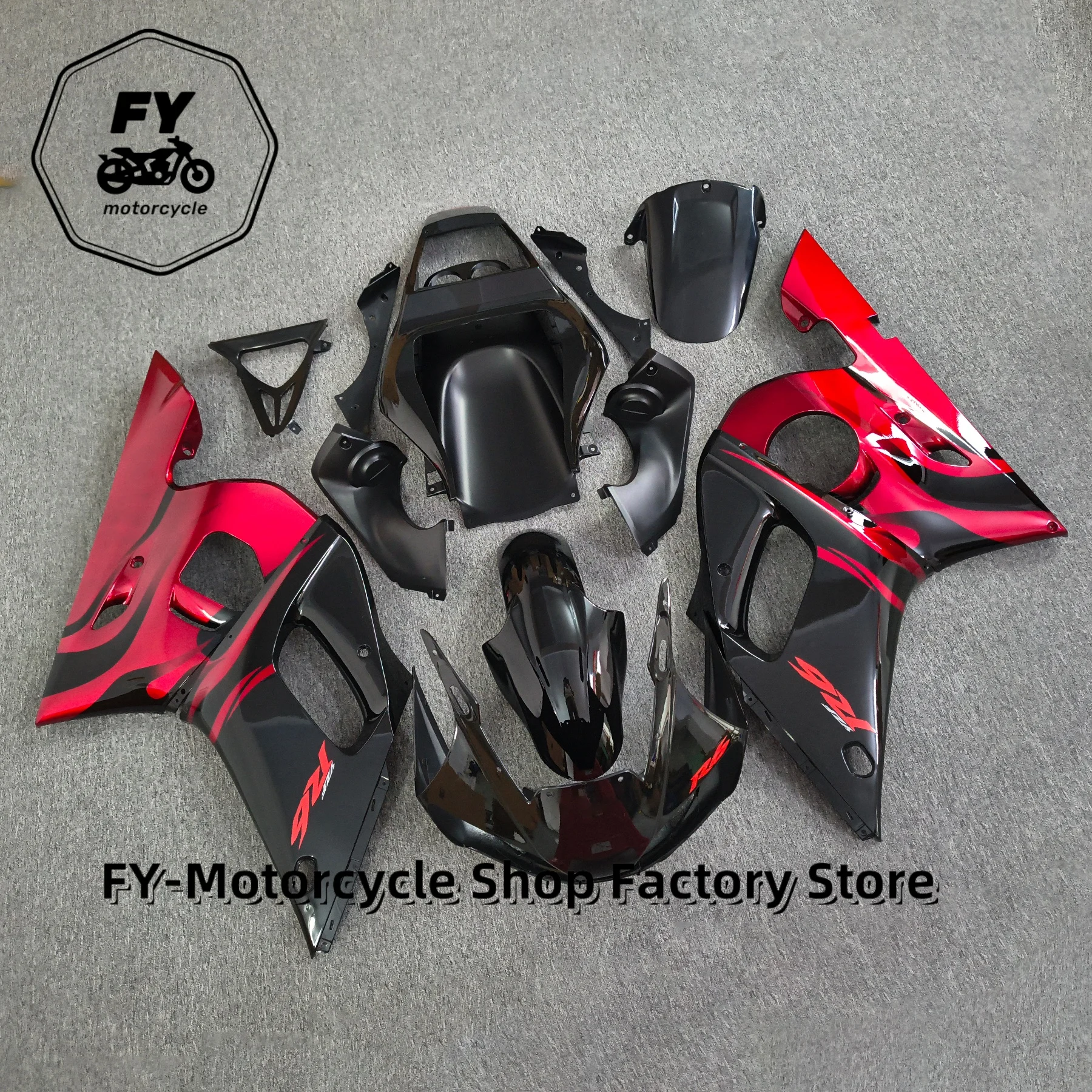 Custom Motorcycle Fairings Kit For YAMAHA YZFR6 1998 1999 2000 2001 2002 YZF-R6 98-02 Red Black Fairing Bodywork Set