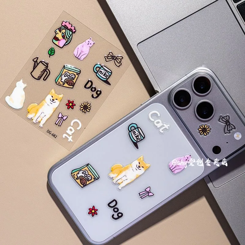 

4 шт. граффити Шиба-ину кошка наклейки для ногтей для iPhone 17pm чехол для телефона для iPad компьютера Gouka водонепроницаемая наклейка