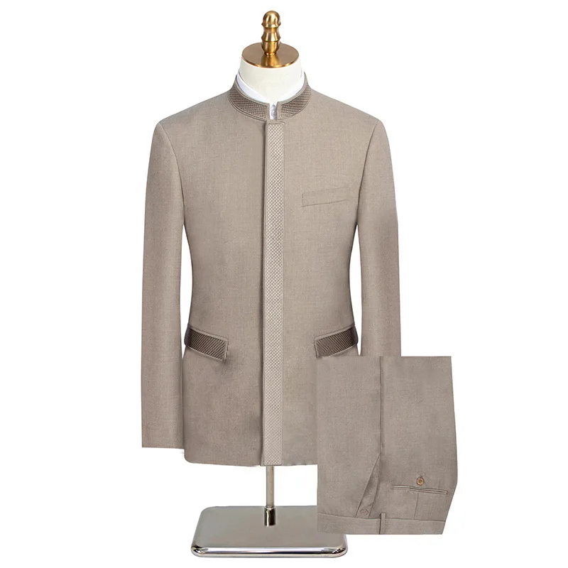 1P Men's Large Size 24 Spring New Men's Wedding Dress Color Suit Groomsmen Suit Two-piece Set