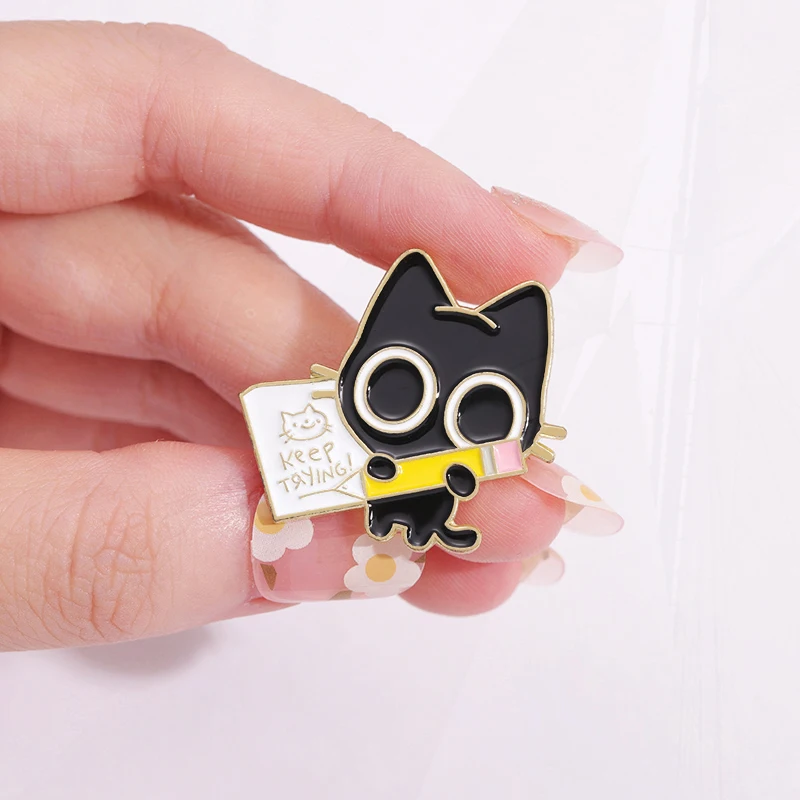 MEMBRO-Broche De Esmalte De Animal Dos Desenhos Animados, Emblemas De Lapela Personalizados, Scaredy Cat Club, Presente De Jóias Para Crianças E Amigos