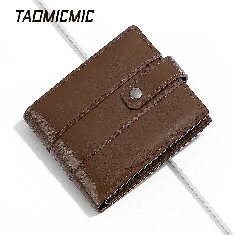 Men's Short Bifold Wallet PVC Retro European And American Style Multi-Card Slot Coin Purse High-End Sensation Money Clip