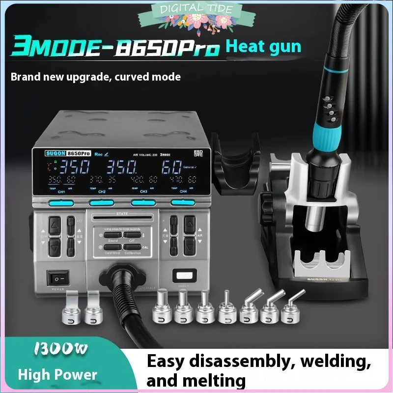 8650Pro 1300W Hot Air Rework Station Industrial-Grade Hot Air Gun Electronics Soldering Station BGA SMD PCB Heat Gun Tools