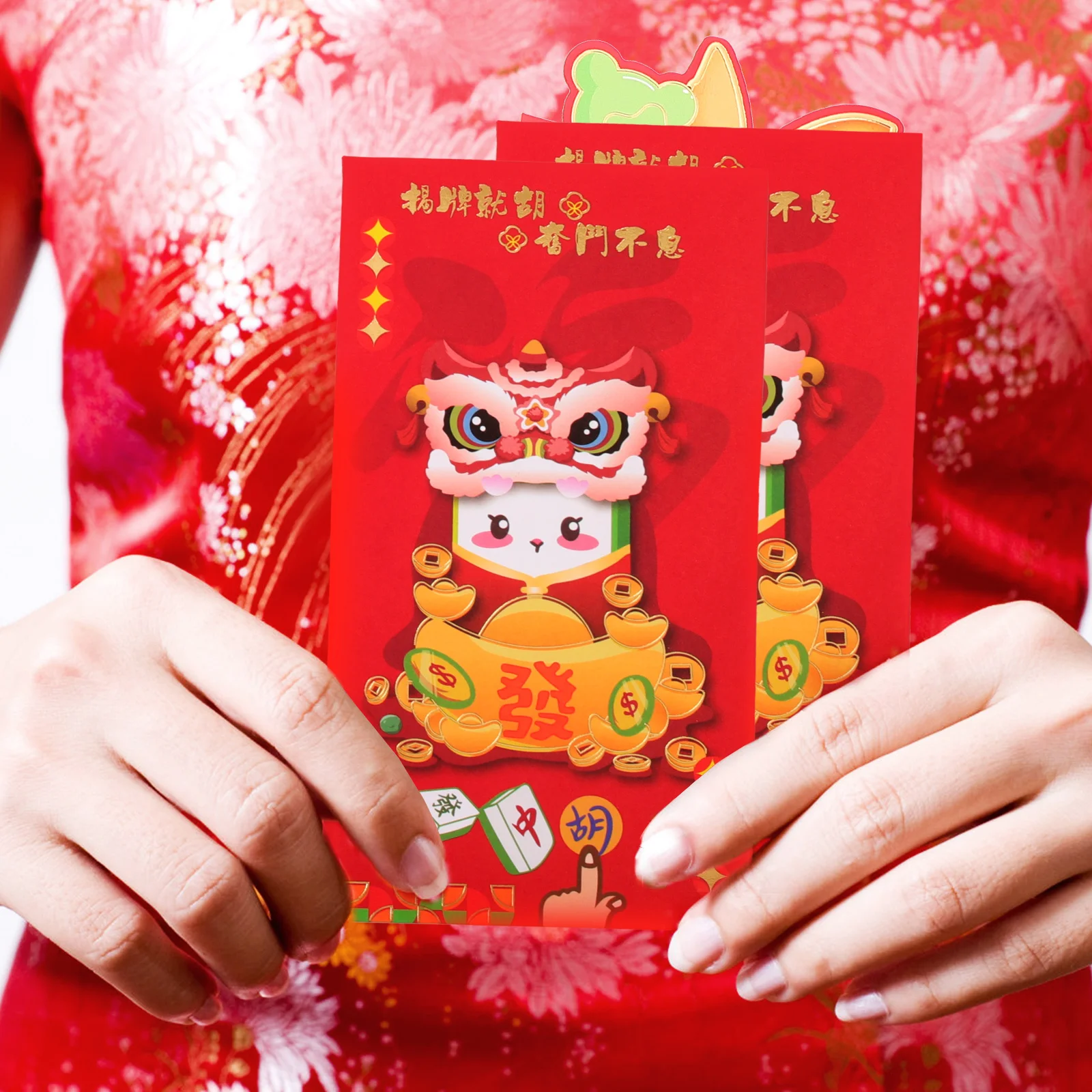 

18Pcs Chinese Traditional Red Envelopes Mahjong Pattern Luck Money Pouches New Year Gift Smooth Paper Not Easy to Break