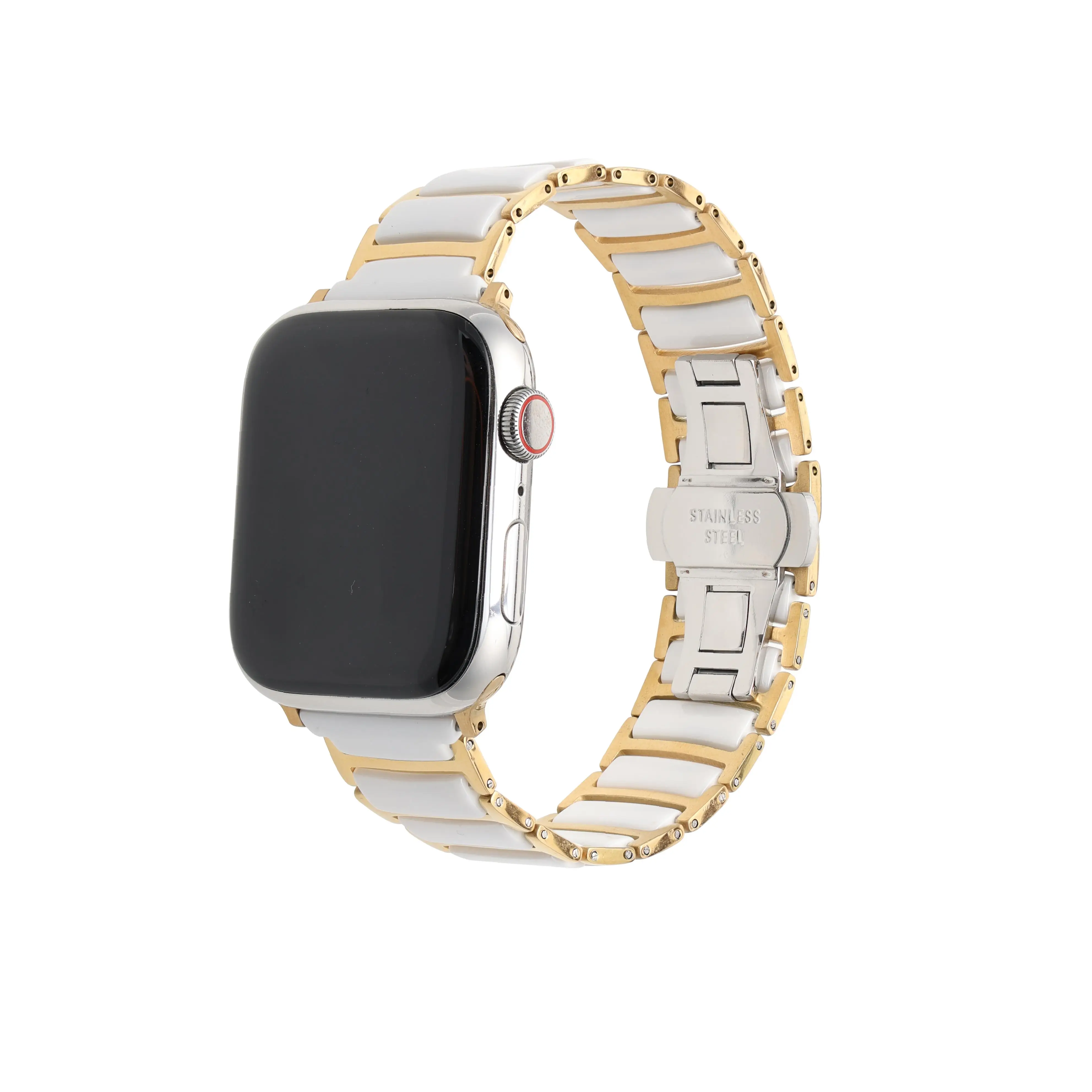 

Crescent Ceramic Stainless Steel Strap for Apple Watch Ultra 49mm S10 46/42mm 45/44/41mm New High End Strap for iWatch 9/8/7/6/5
