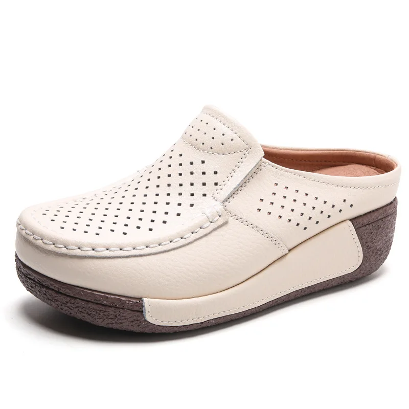 Ladies Vulcanized Shoes 2022 Summer Ladies Casual Comfortable Mom Sandals Fashion Shaking Shoes Thick Sole Toe Half Slippers