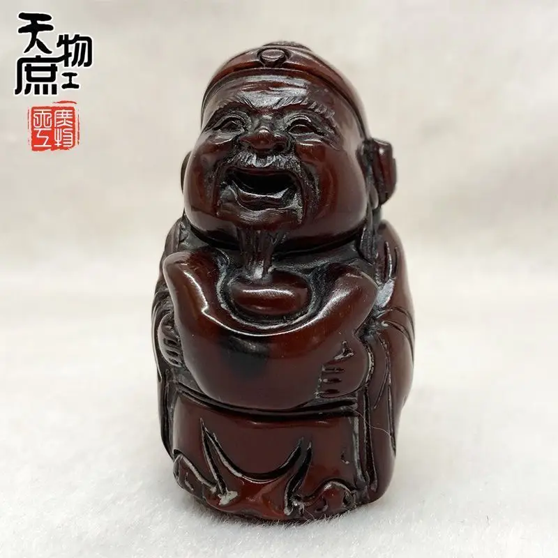 Yak Horn God of Wealth Handheld Piece Vintage Pendant Accessories