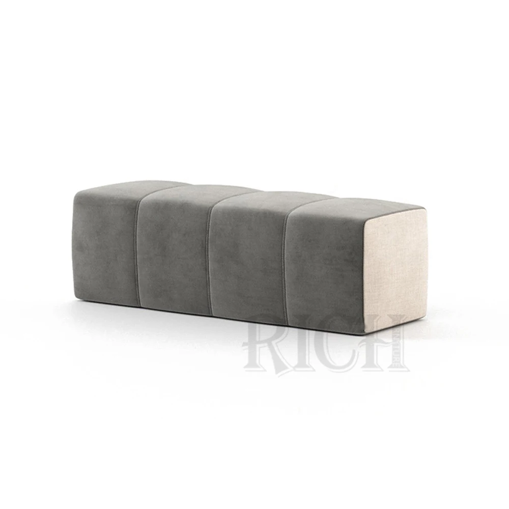 Home Decor Long Grey Footstool Accent Sofa Bench Ottoman Living Room Modern Gray Bedside Ottoman Bench Seat Bed End Stool