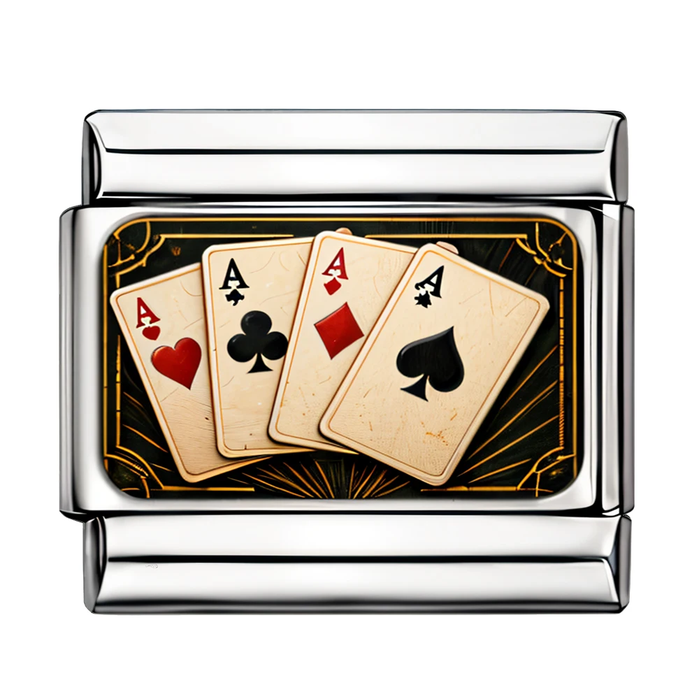 Poker Card Italian Charm Game Dice Joker Mask Italian Link Fit 9mm Stainless Steel Jewelry Making Charms Bracelets DIY Gifts